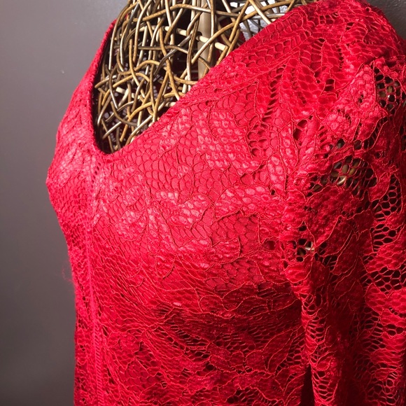 Xtraordinary Red Lace Dress With Lining Size Small - Picture 2 of 8